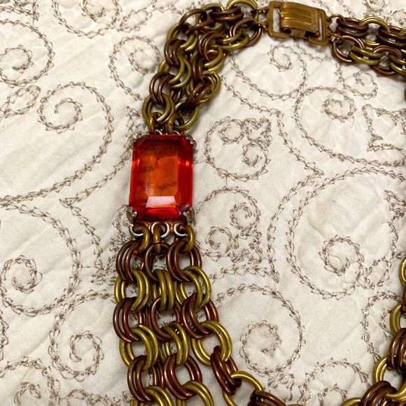 Vintage multi strand choker with autumn stones - Picture 2 of 5